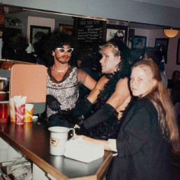 Spiritus pizza movie ice cream counter and coffee bar customers at Bar Rush